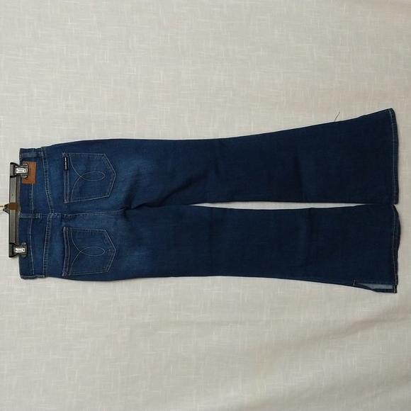 Calvin Klein super high rise flare blue jeans size 4 - Picture 4 of 16